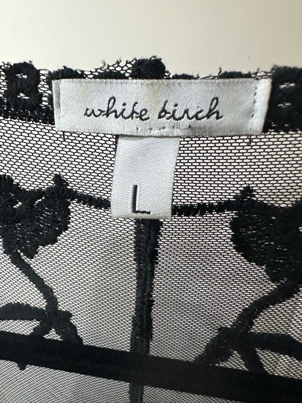 white birch Black Sheer Embroidered Lace Kimono - Picture 4 of 6